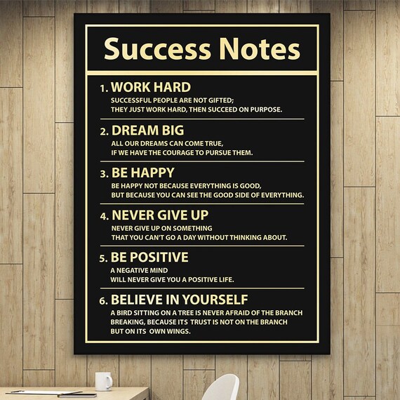 Success Mindset Motivational Wall Art Office Decor Inspirational Quotes Canvas Print Dream Big Positive Thinking Sign