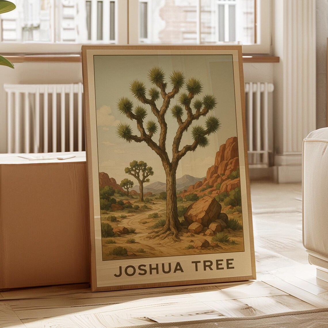 Joshua Tree National Park Vintage Desert Landscape Travel Poster