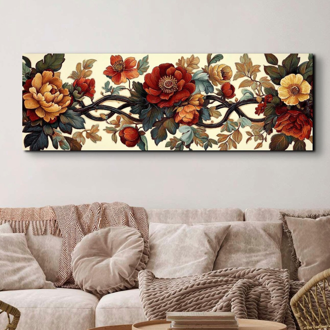 Beautiful Christmas Textile Pattern Flowers Landscape