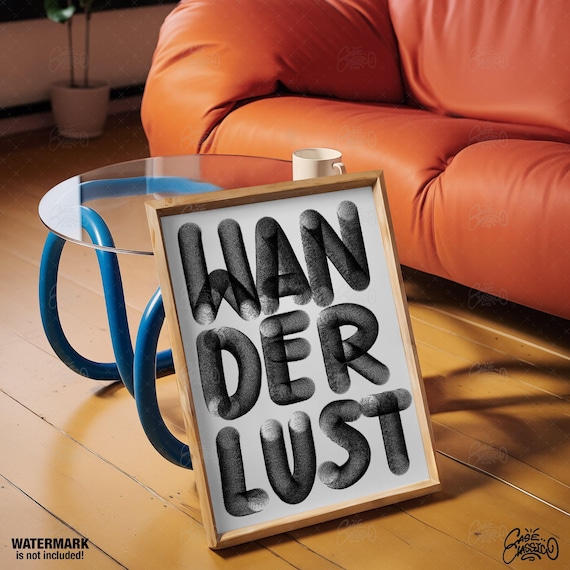 Wanderlust Black 3D Bubble Typography Travel Adventure Poster