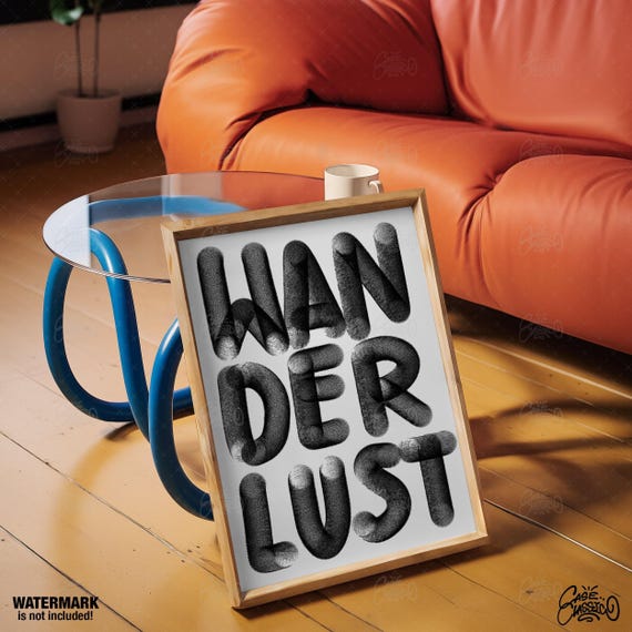 Wanderlust Typography Print Minimalist Indie Room Decor