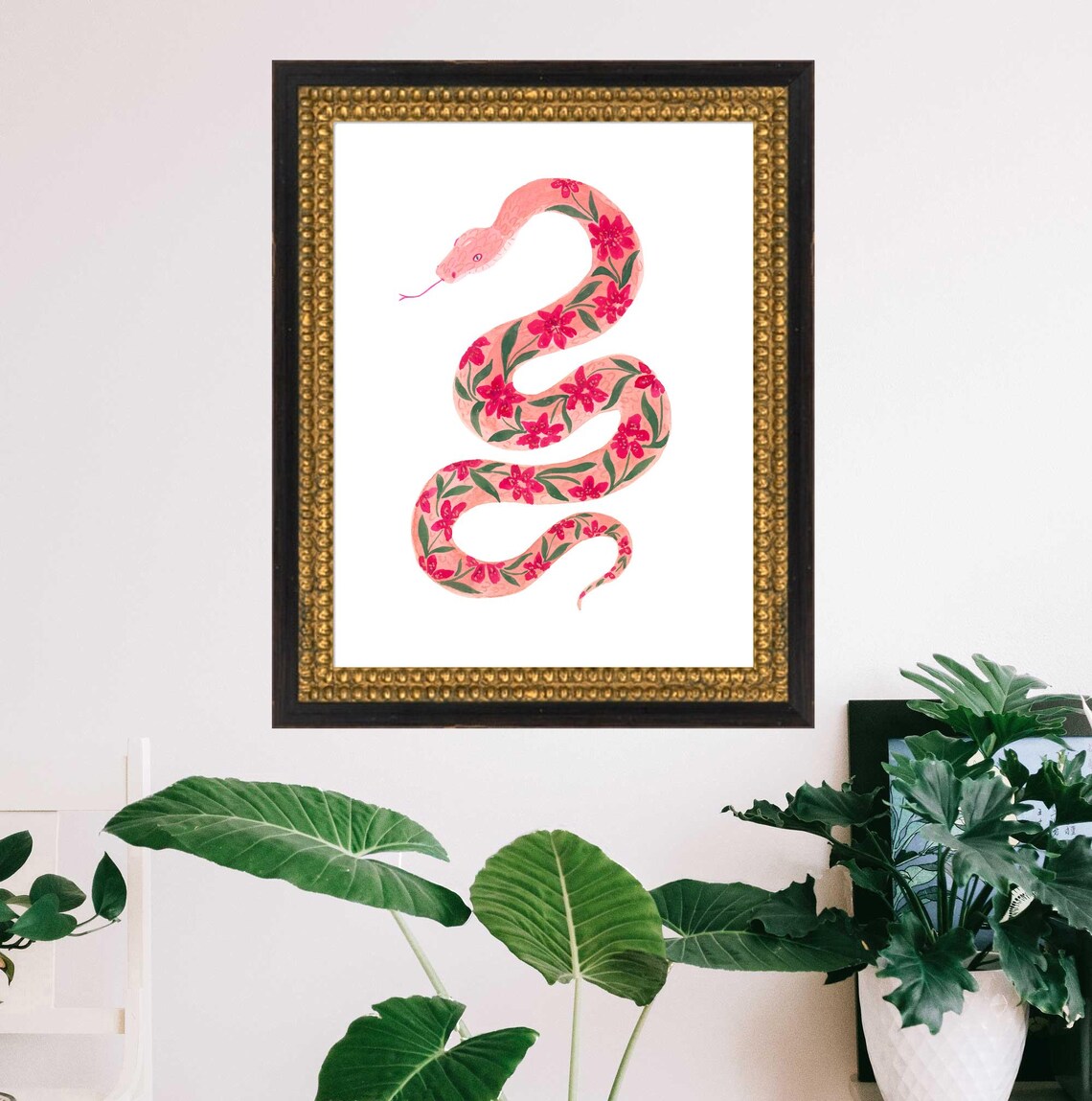 Year of the Snake Lunar New Year Floral Snake Art Print