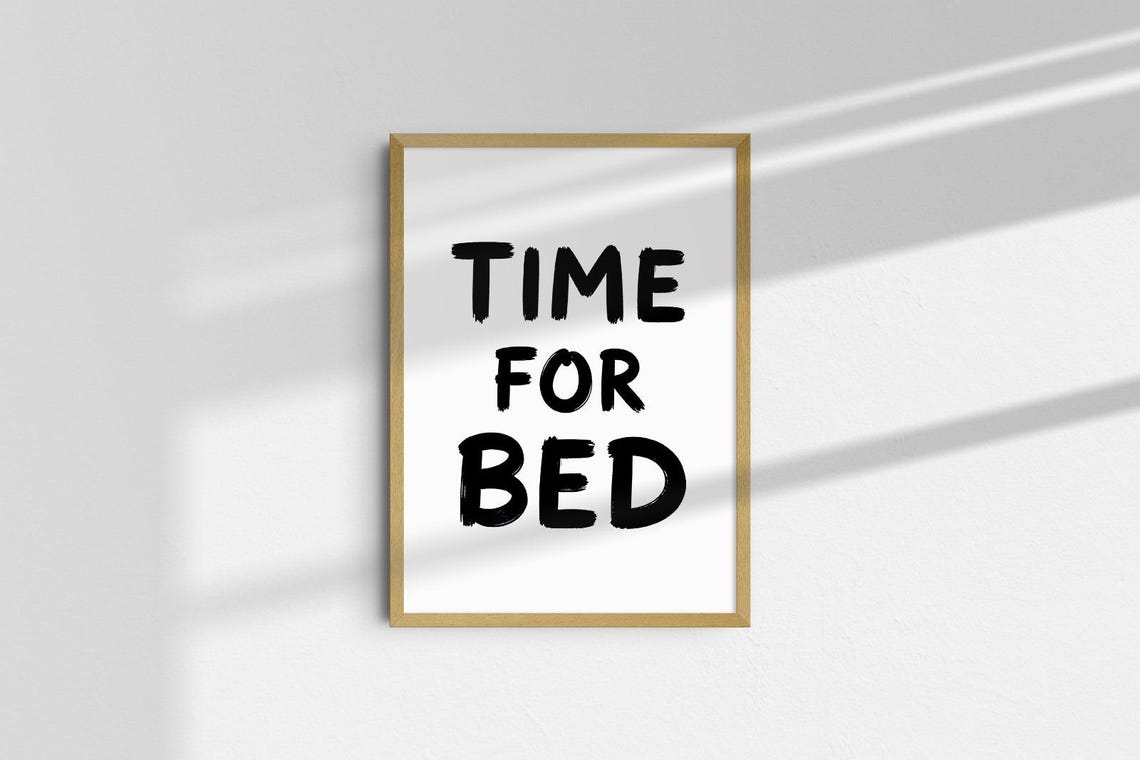 Time for Bed Bold Brush Lettering Minimal Black and White Poster - Image 2