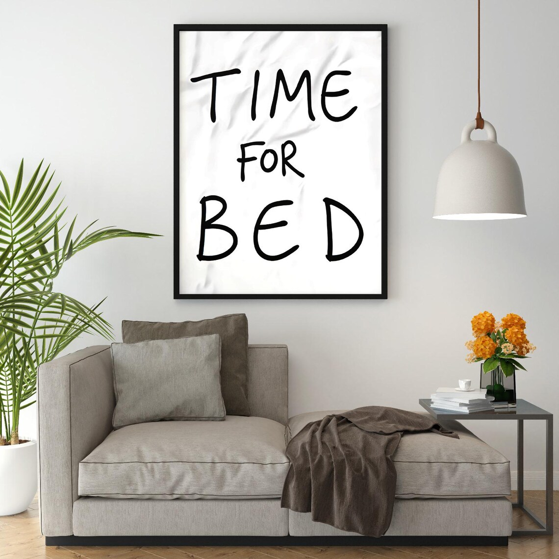 Time for Bed Handwritten Quote Typography Minimal Bedroom Decor Poster - Image 4