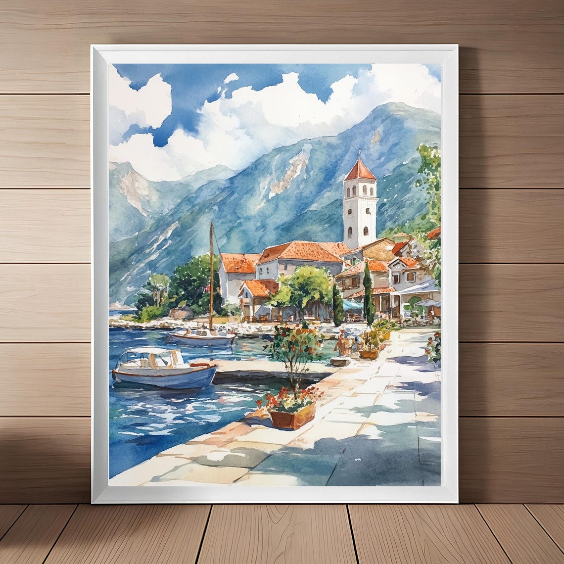 Montenegro Art The Balkans Coastal Watercolor Painting Adriatic Sea Wall Art Kotor Travel Poster Travel Art Gift Instant
