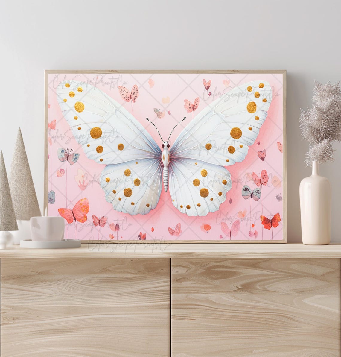 Colorful Butterfly Print Blush Pink Butterflies Print Large Butterfly Painting Pink Colorful Animal Print Insect Art Print Girls Room Decor - Image 3