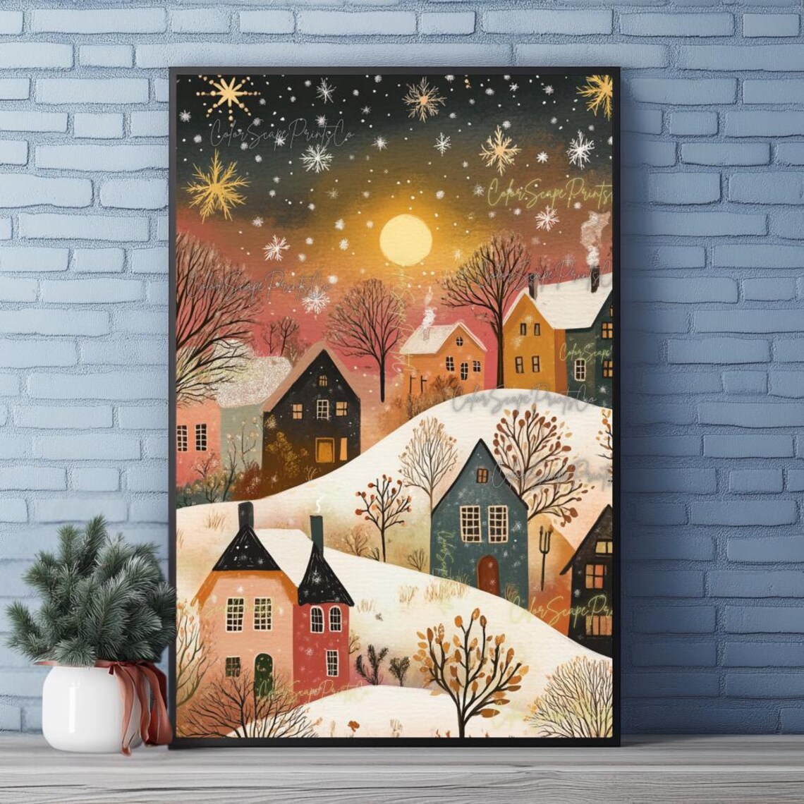 Winter Village, Van Gogh-Inspired Art Print - Image 3