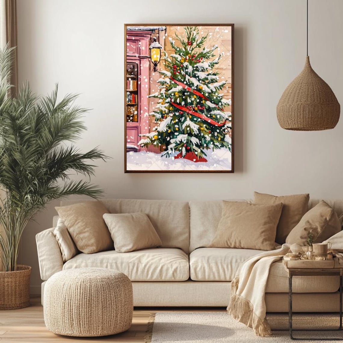 Winter Bookstore Anime Style Bookshop Art Print - Image 2
