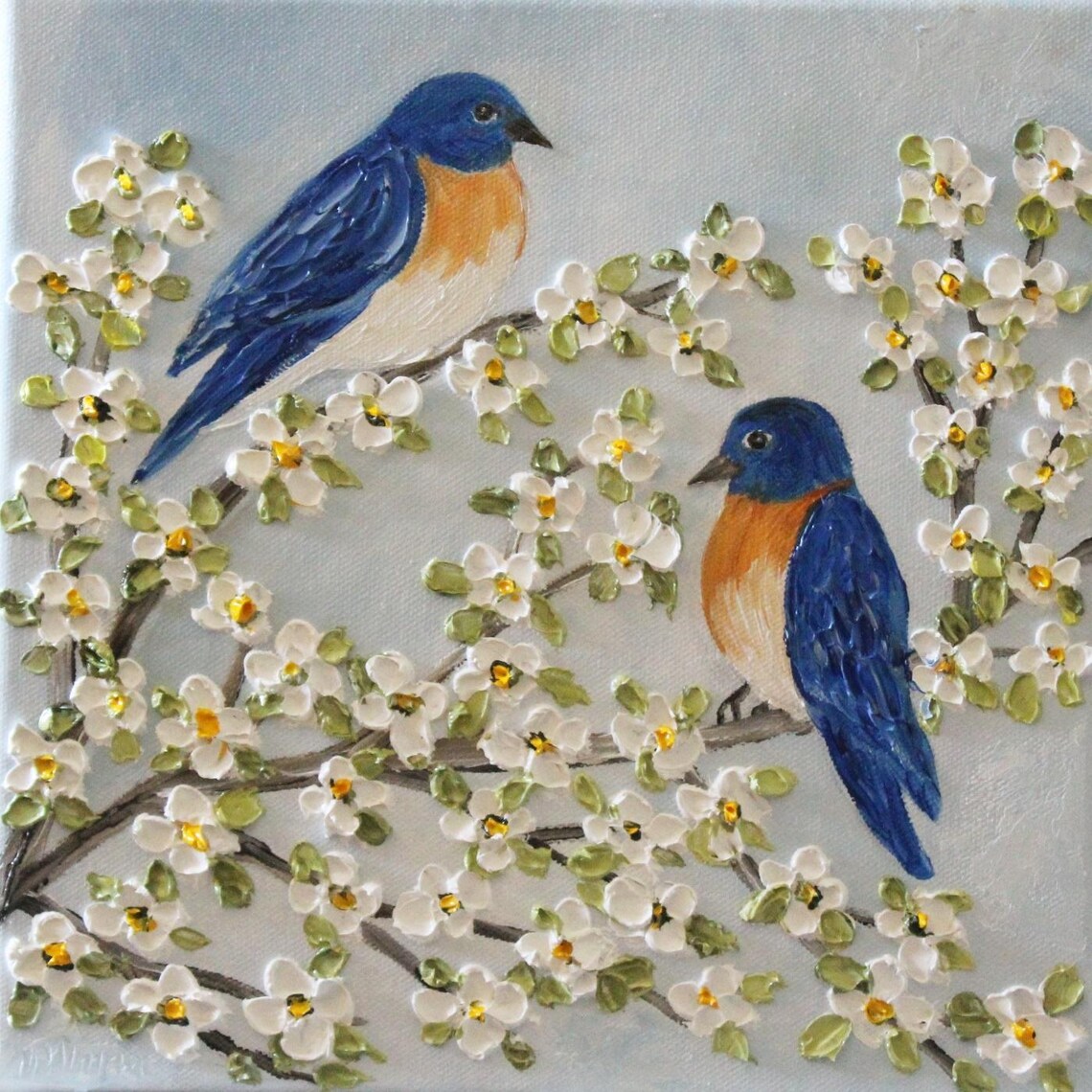 Custom Bluebirds And Spring Blossoms Art Print - Image 5