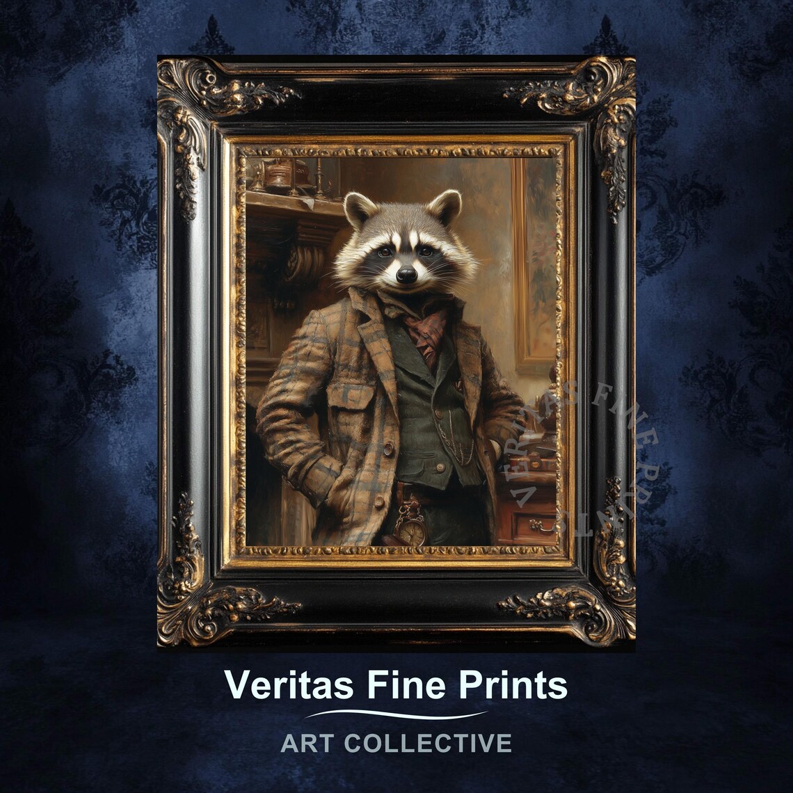 Stylish Raccoon Portrait, Victorian Steampunk Art Print