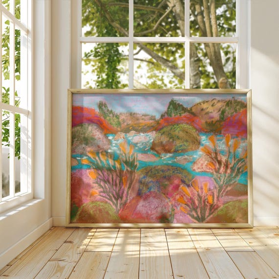 Lake Tahoe Art Print, Mid-Century Modern Landscape