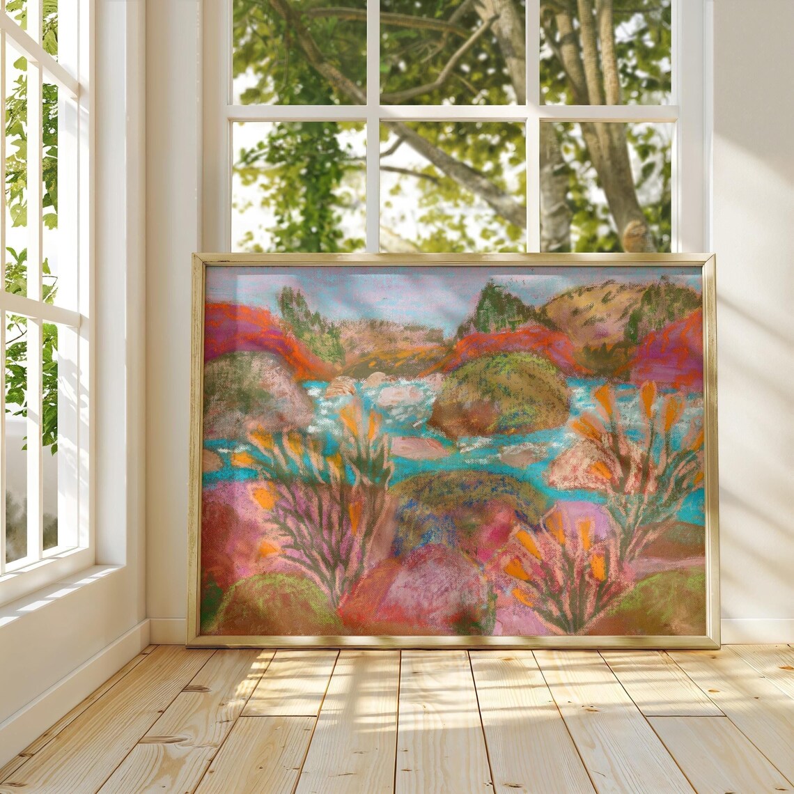 Lake Tahoe Art Print, Mid-Century Modern Landscape