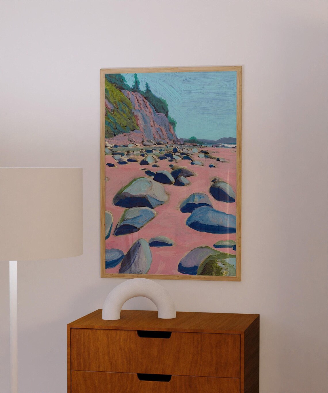 Montecito Beach Rocks Vintage California Coastal Art Print