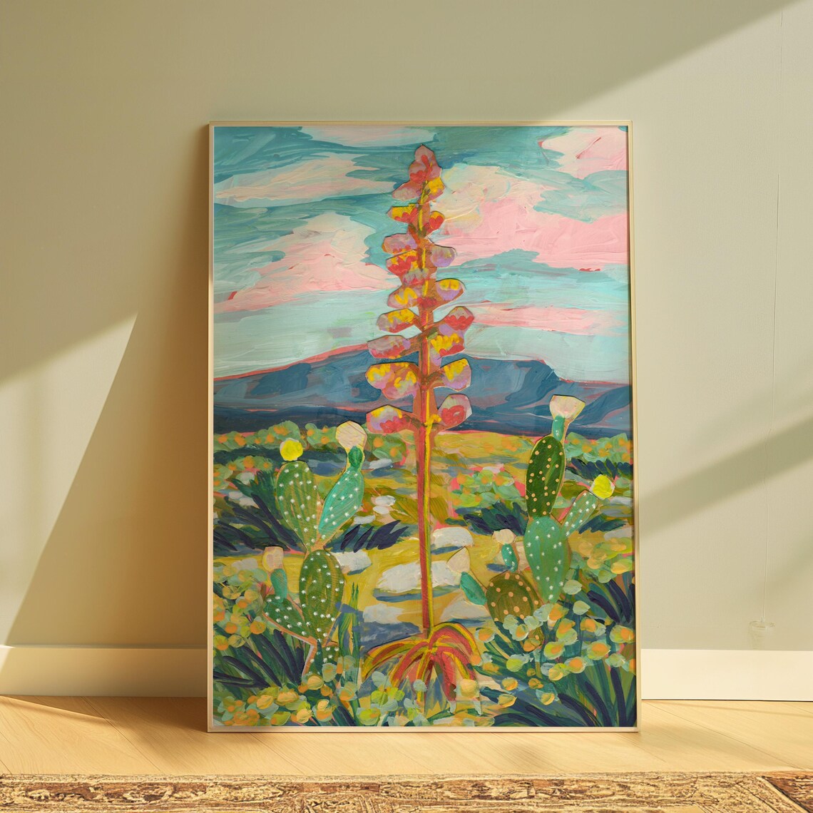 West Texas Landscape Art Print, Prickly Pear
