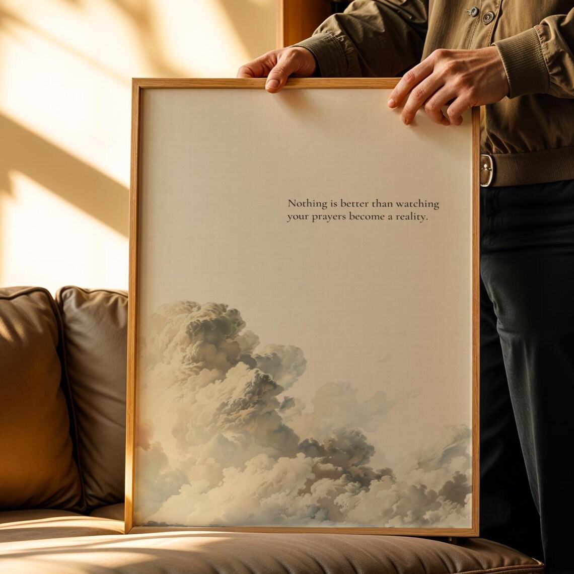 Prayer Quote Poster, Inspirational Cloud Decor