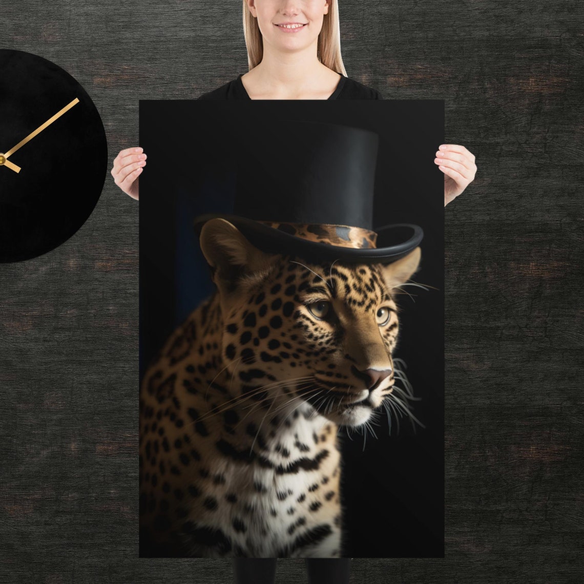 Tophat Leopard Cute Animal Poster Fancy Portrait Unique Art