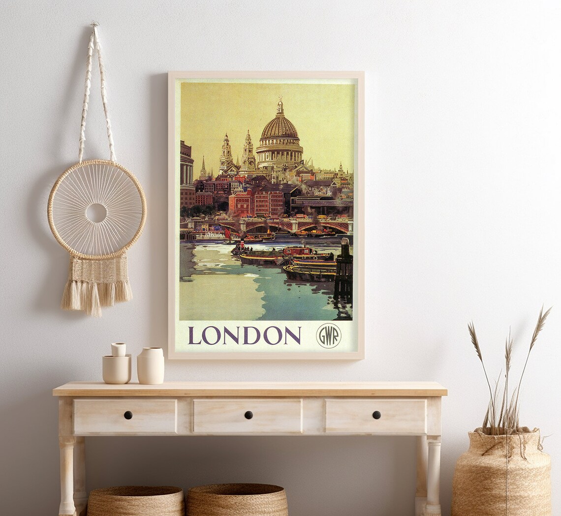 London St Pauls Cathedral Thames River Vintage Travel Poster - Image 4
