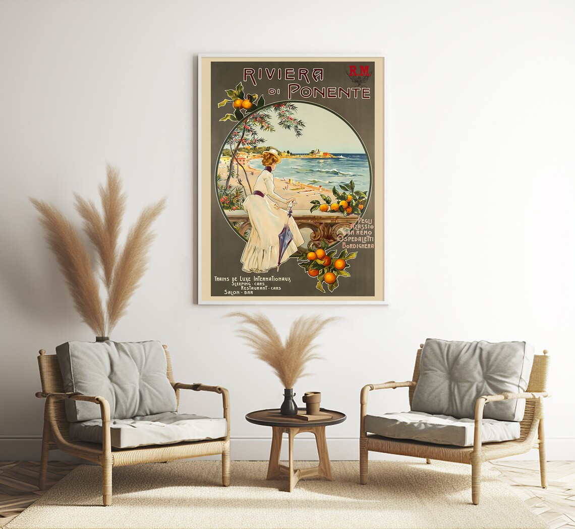 Riviera Di Ponente Vintage Travel Poster, Italy - Image 3