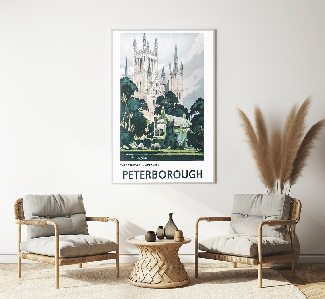 Peterborough Cathedral, UK Vintage Travel Poster - Image 3