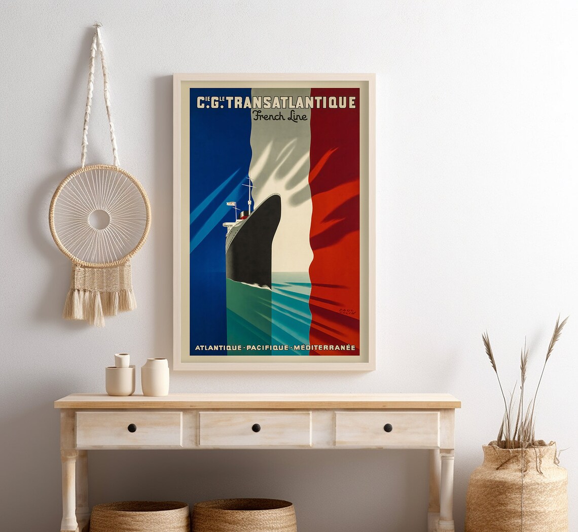 Transatlantic Ship France Vintage Travel Poster - Image 4
