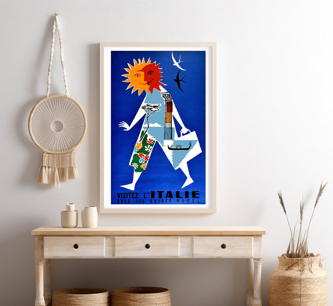 Visitez Italie Nagel Guides Sun Figure Landmark Collage Travel Poster - Image 4