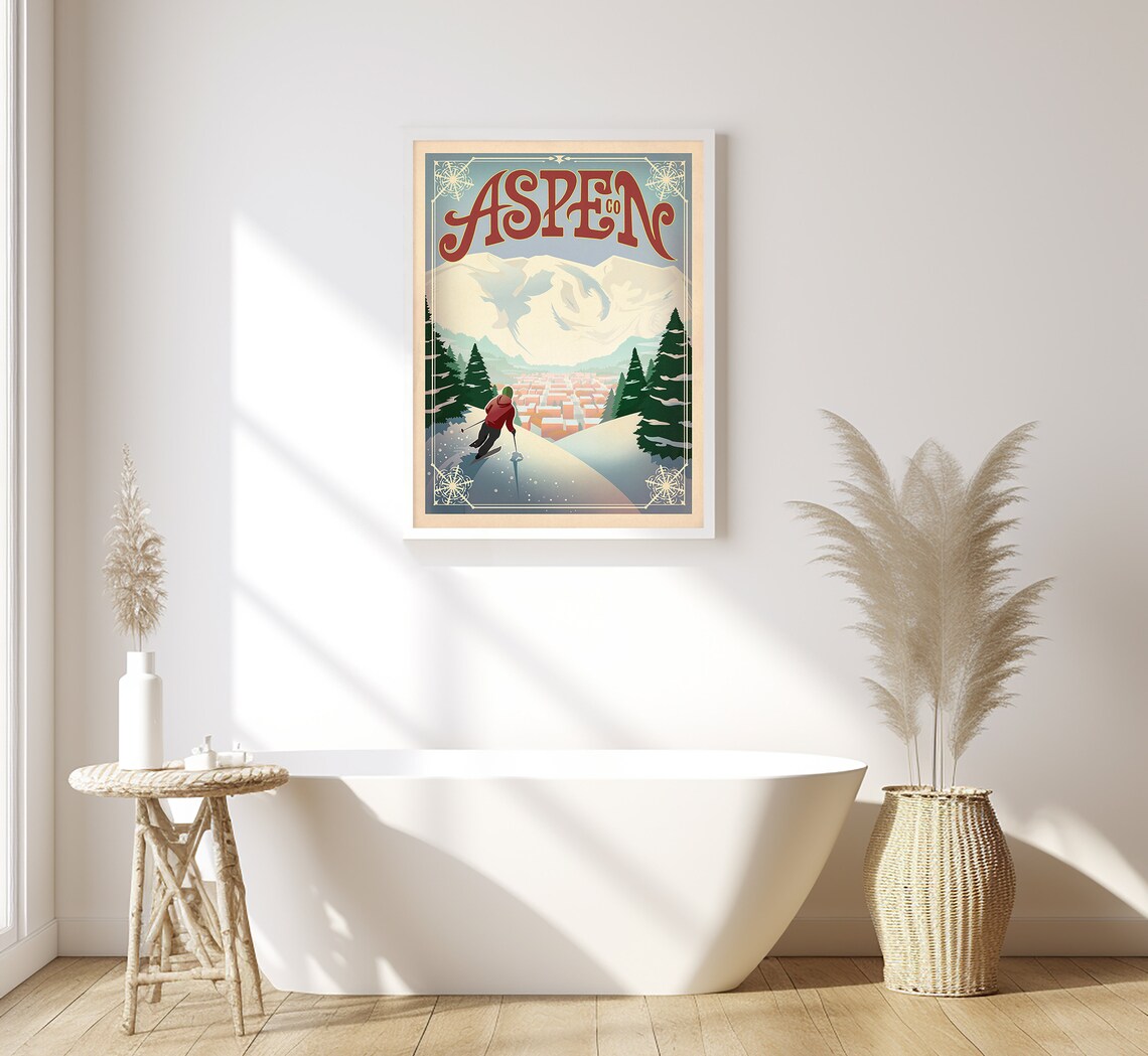 Aspen Vintage Travel Poster, Mountain Town Art Print - Image 2