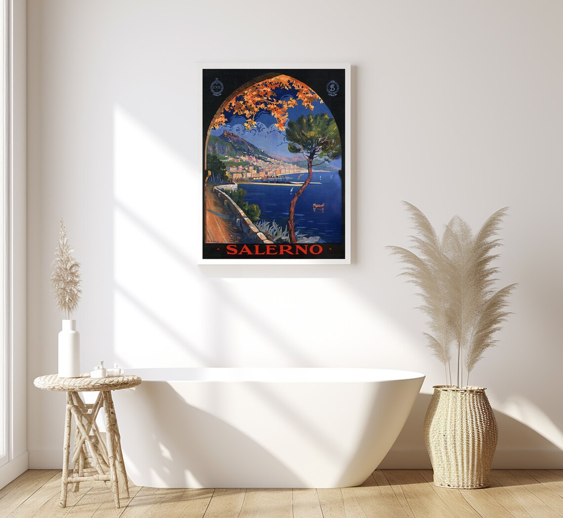 Salerno Italy Vintage Travel Poster, Wall Art Print - Image 2