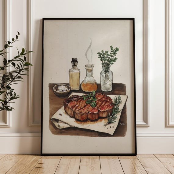 Food Art Poster Handdrawn Illustration On Matte Paper