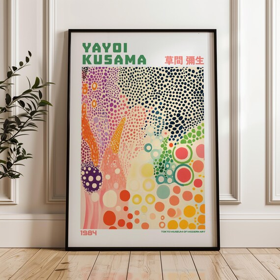 Yayoi Kusama Colorful Dotted Pattern Exhibition Poster 1984 Art