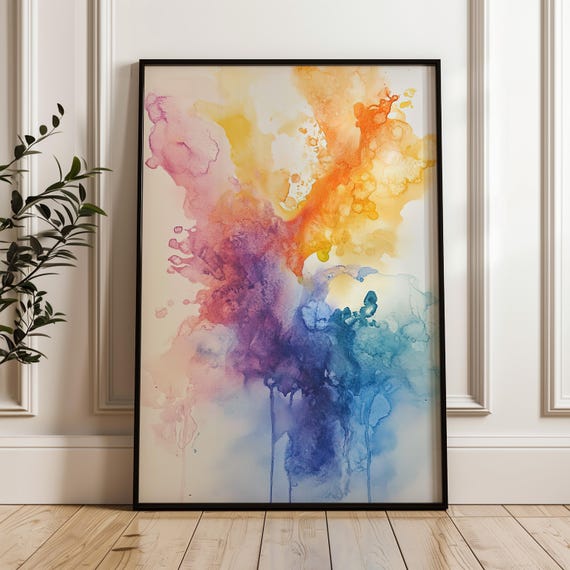 Abstract Watercolor Wall Art Aura Poster Colorful Splash Matte Paper