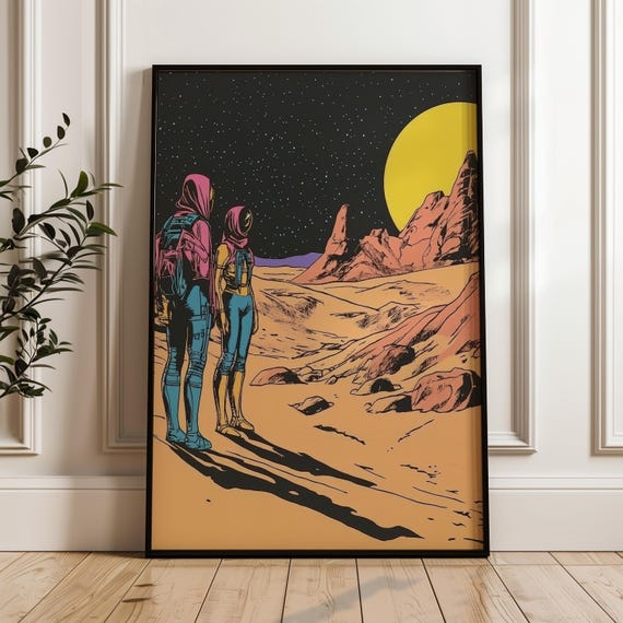 Desert Night Wall Art Print Scifi Comic Book Style Poster Indie Decor