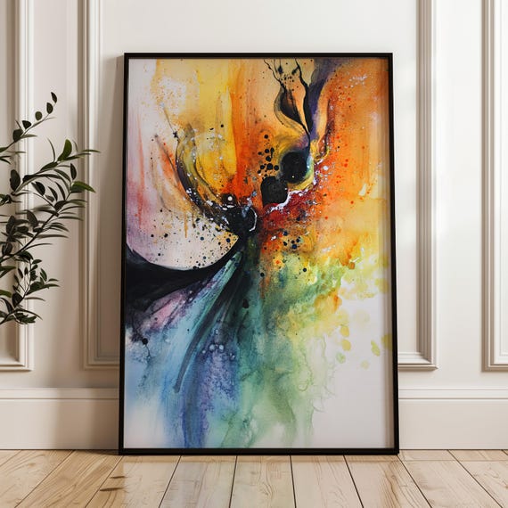 Abstract Watercolor Print Colorful Aura Poster On Matte Paper