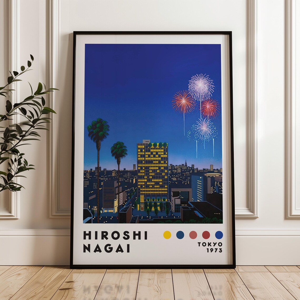 Hiroshi Nagai Fireworks Over Tokyo City Night 1973 Art Poster