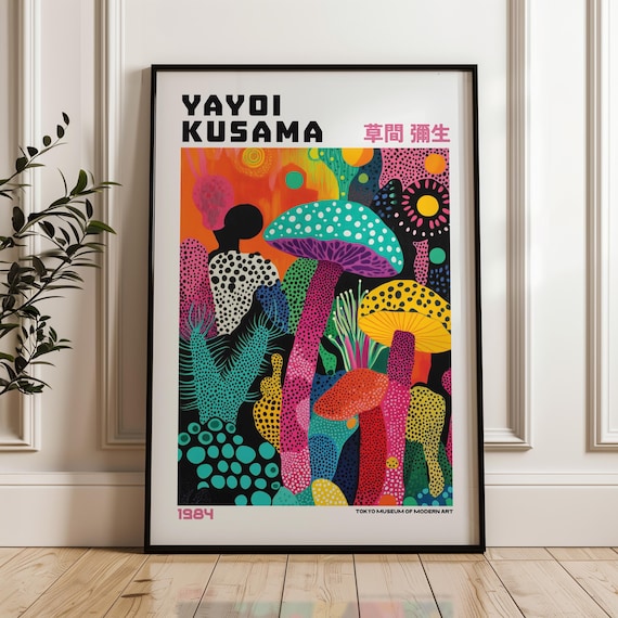 Yayoi Kusama Print Modern Art Exhibition Poster Japandi Maximalist Wall Livingroom