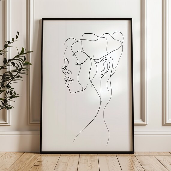Woman Portrait Single Line Poster Minimalistic Feminist Art Print Black And White Wall Decor Modern Home Office Decoration