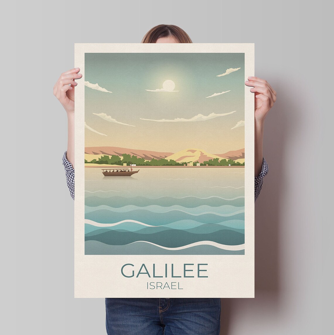 Sea of Galilee Travel Poster, Israel Bible Land