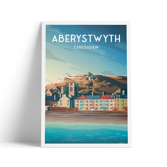 Aberystwyth Travel Poster, Wales Seaside Art Print