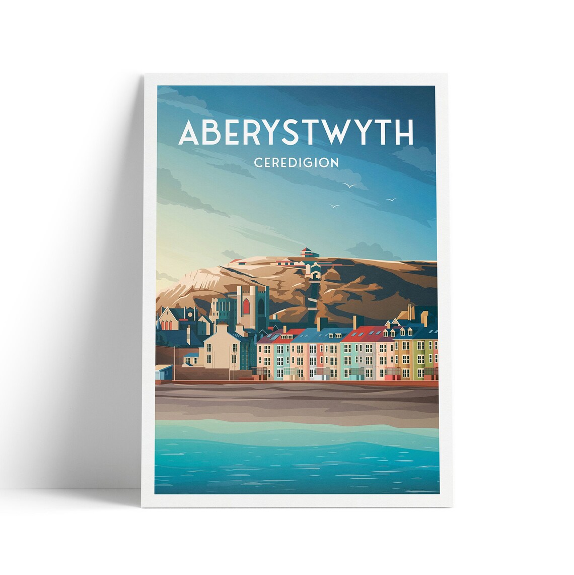 Aberystwyth Travel Poster, Wales Seaside Art Print