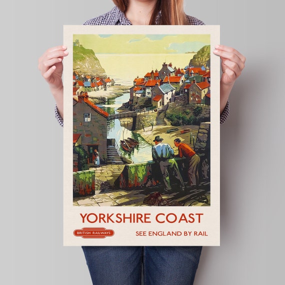 Yorkshire Coast Vintage Travel Poster, England