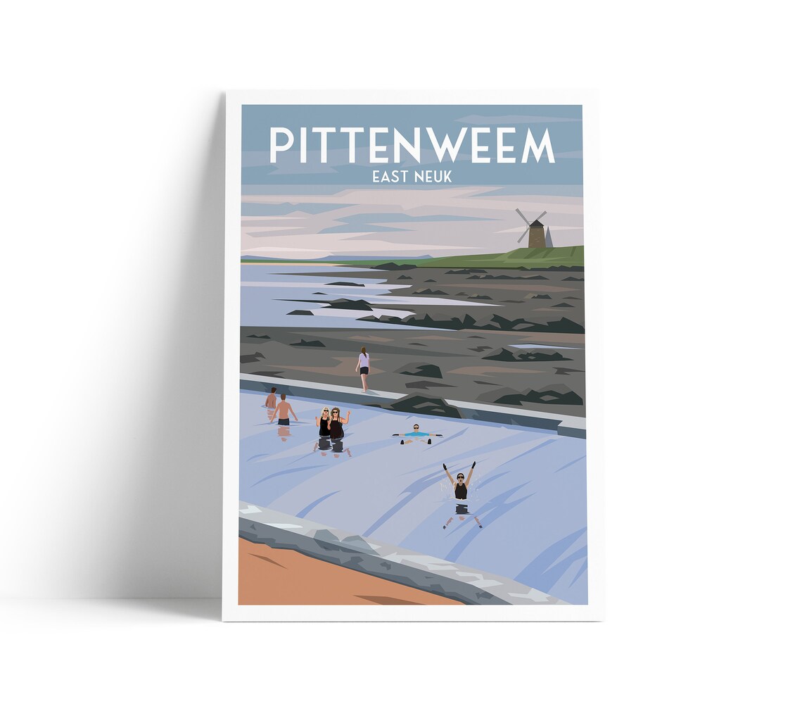Pittenweem Tidal Pool Travel Poster, Fife Scotland