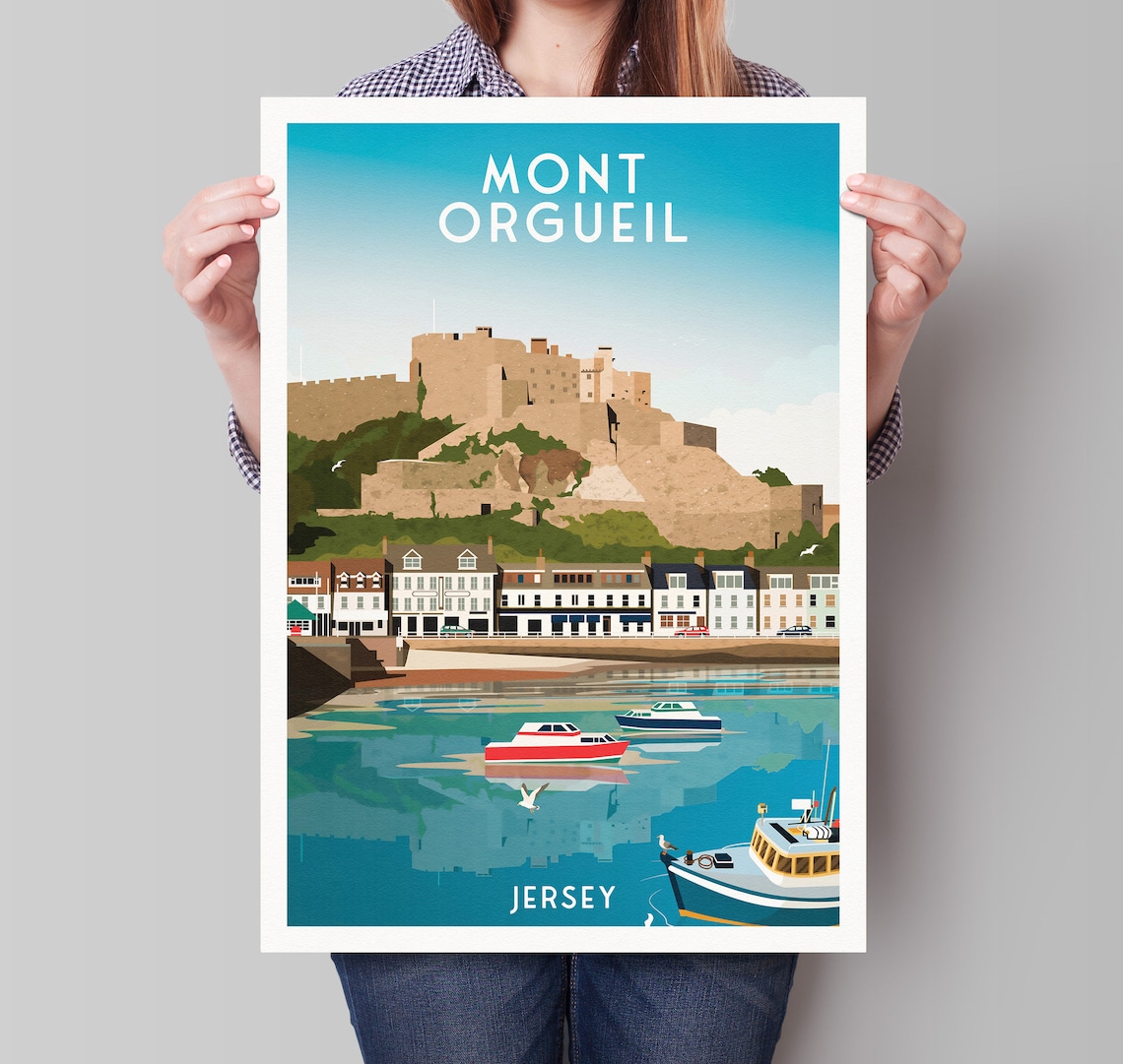 Mont Orgueil Castle Travel Poster, Jersey