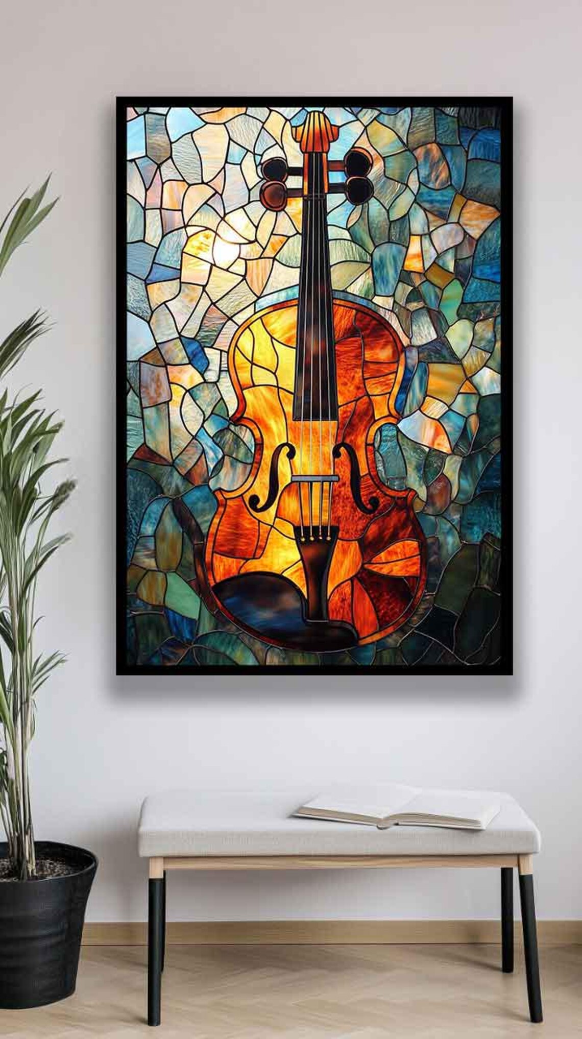 Violin Cubism Mosaic Art Print for Music Rooms - Image 2