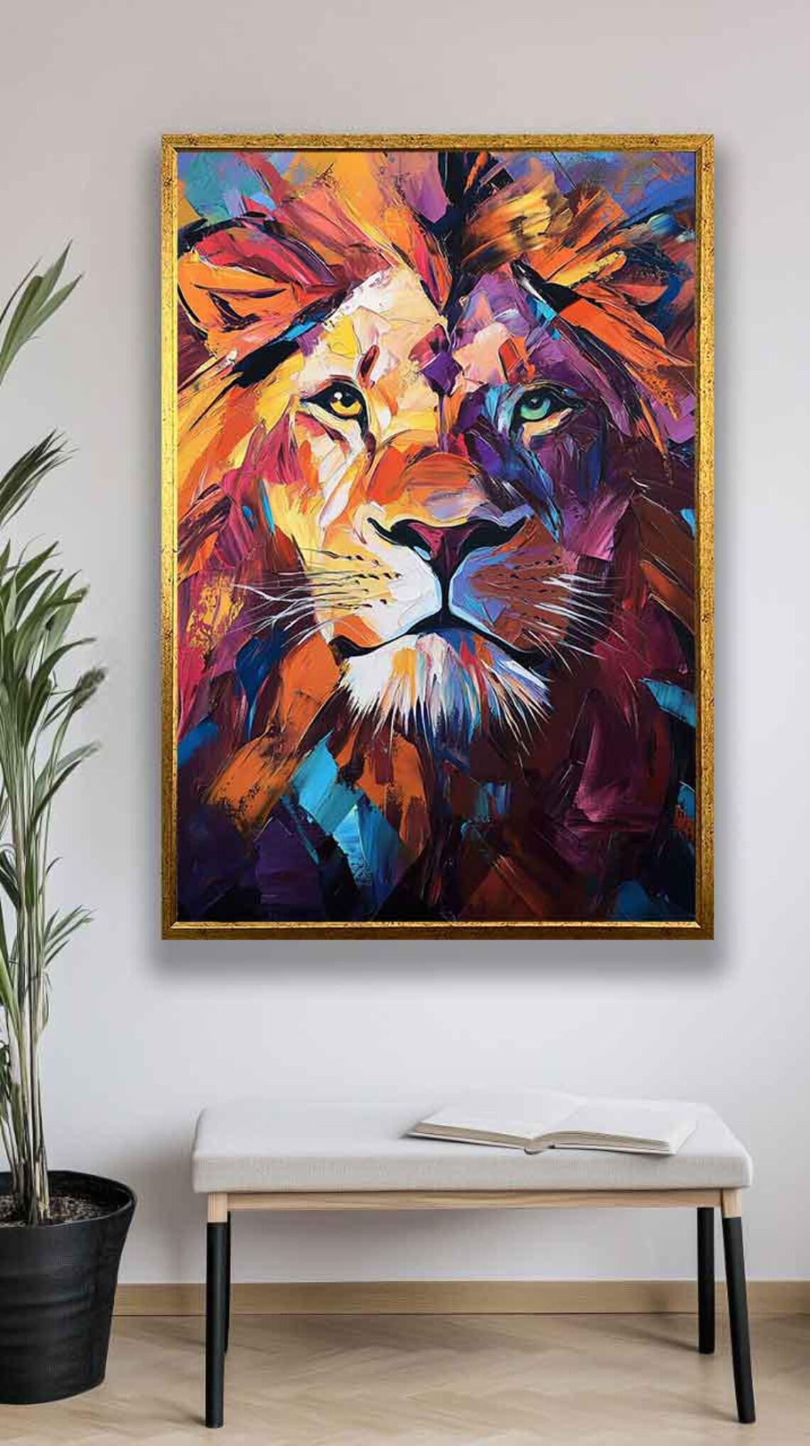 Colorful Abstract Lion Face Vibrant Modern Wildlife Art Poster - Image 5