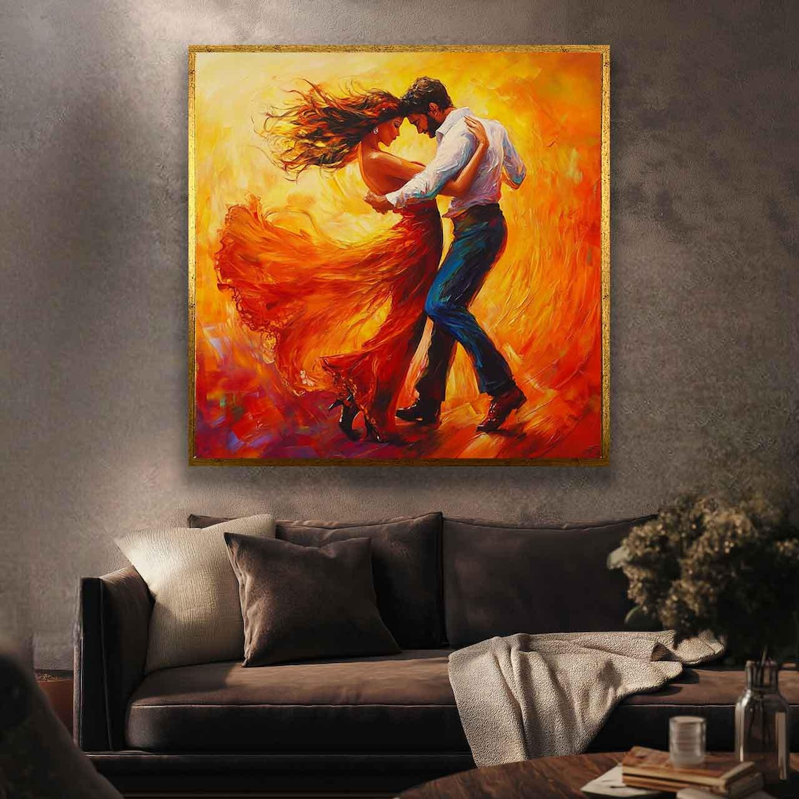 Fiery Latin Dance Couple Swirling Red Dress Passion Wall Poster - Image 2
