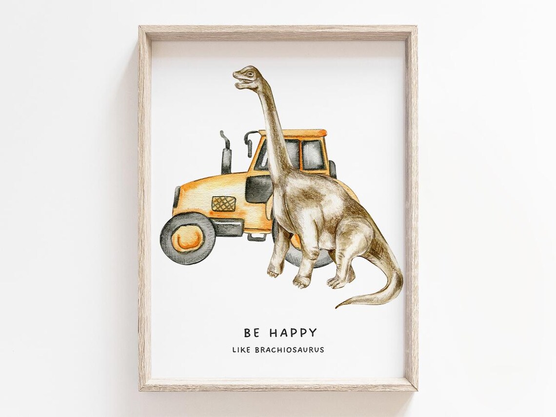 Dinosaur Brachiosaurus Nursery, Wall Art Print