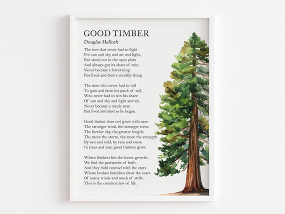 Good Timber Poem By Douglas Malloch Success Tree Poetry For Him Wall Art Literary Nature Decor Graduate Gift