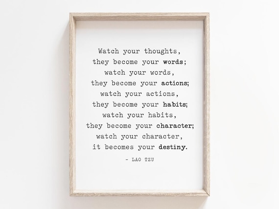 Watch Your Thoughts, Lao Tzu Office Quote Art Print