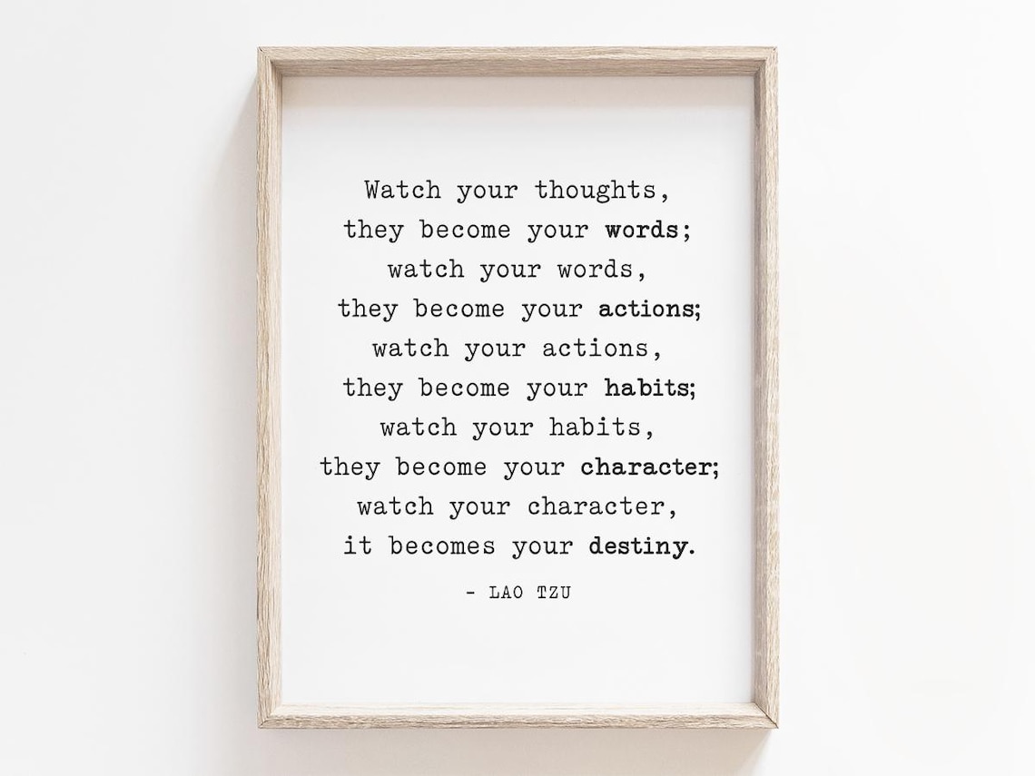 Watch Your Thoughts, Lao Tzu Office Quote Art Print