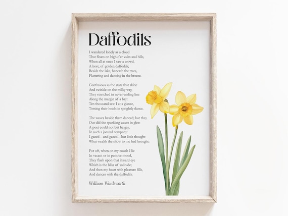 Daffodils Poem by William Wordsworth, Art Print