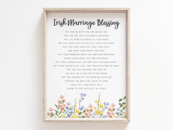 Irish Wedding Blessing Prayer, Christian Art Print
